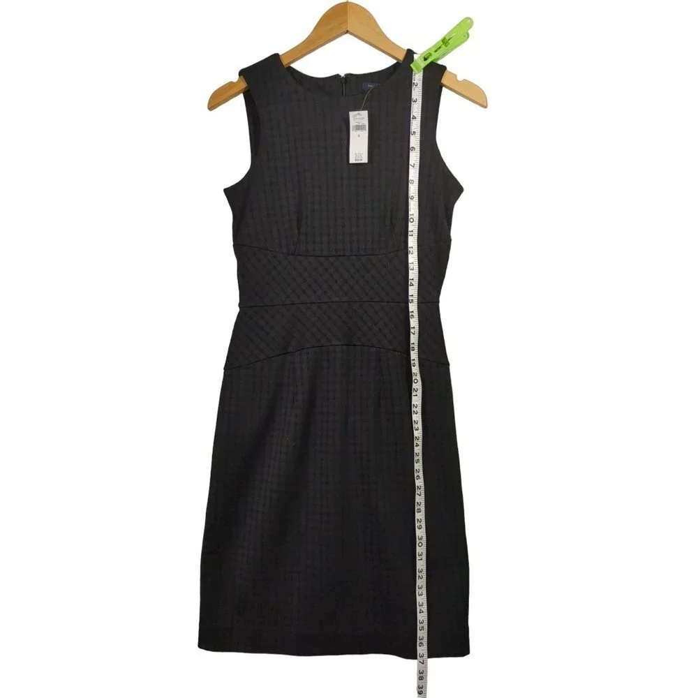 Banana Republic Sheath Dress Womens 0 Black Check Career Preppy Capsule Polished